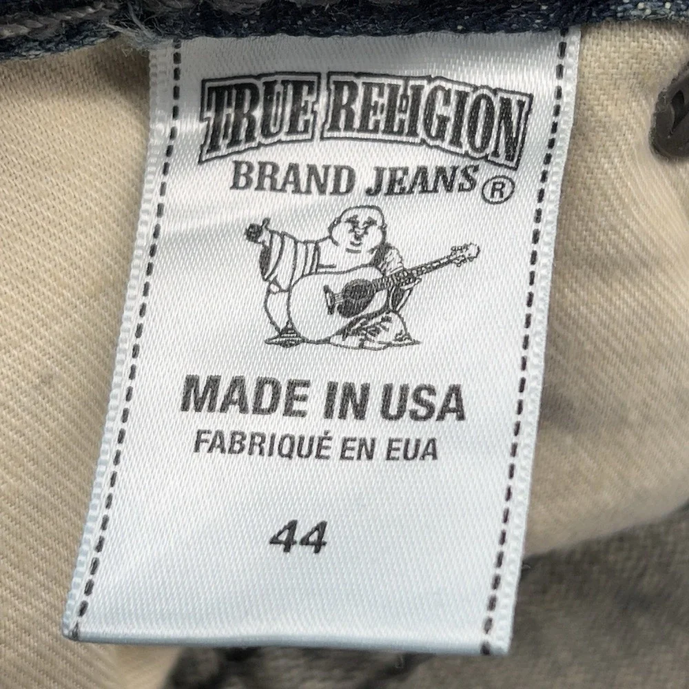 True Religion Mens 44x33 Ricky Relaxed Straight Leg Jeans Y2K Denim Made In USA